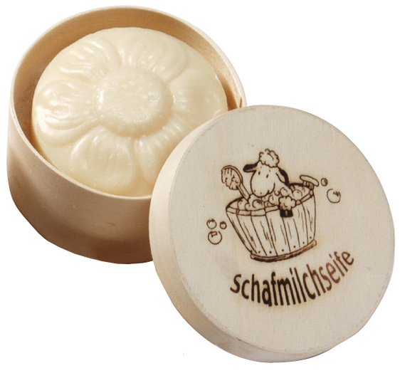 Floricică săpun cremos cu lapte de oaie (în cutie de lemn)