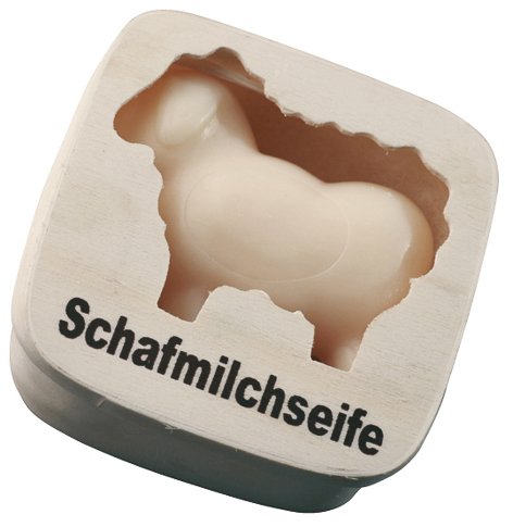 Oiță albă săpun cremos cu lapte de oaie (în cutie de lemn)