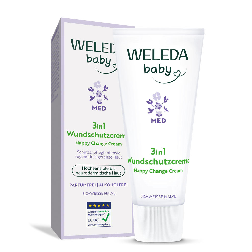 BABY MED Cremă zona scutecului 3în1 cu nalbă albă (piele hipersensibilă)